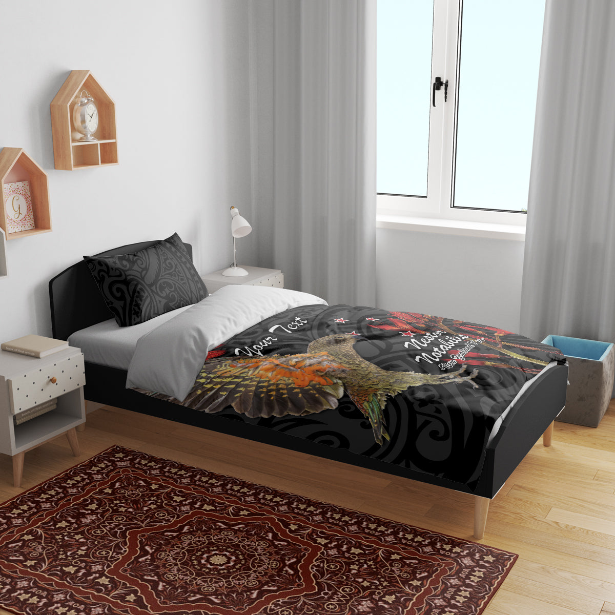 Personalised New Zealand Kea Bedding Set Nestor Notabilis With Harakeke Maori Pattern - Vibe Hoodie Shop