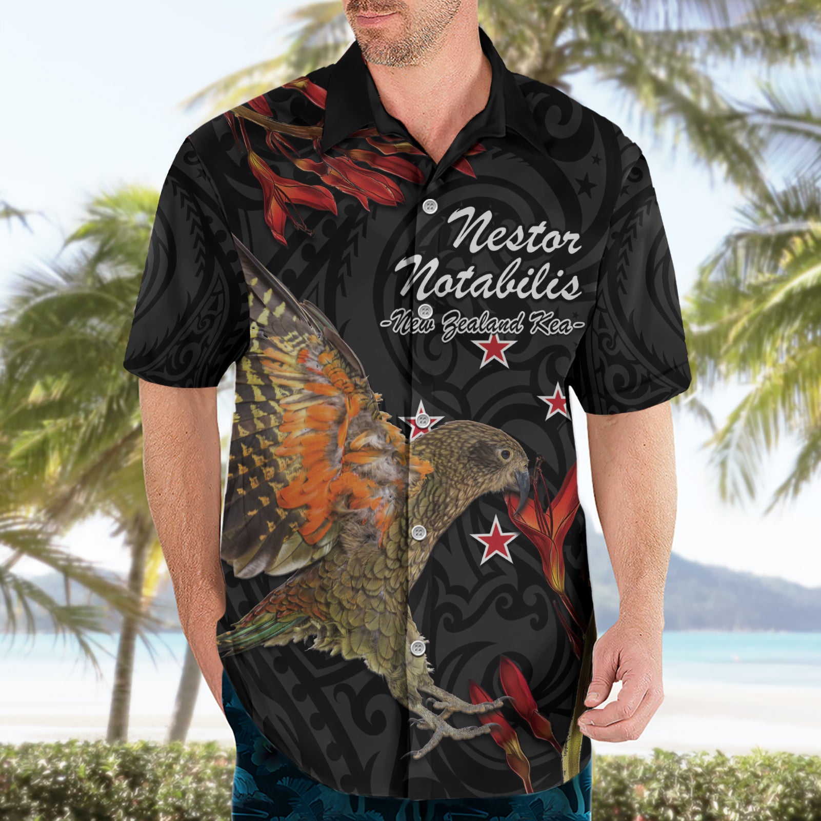 Personalised New Zealand Kea Hawaiian Shirt Nestor Notabilis With Harakeke Maori Pattern - Vibe Hoodie Shop