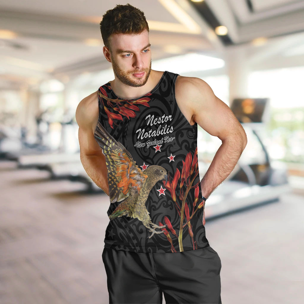 Personalised New Zealand Kea Men Tank Top Nestor Notabilis With Harakeke Maori Pattern - Vibe Hoodie Shop