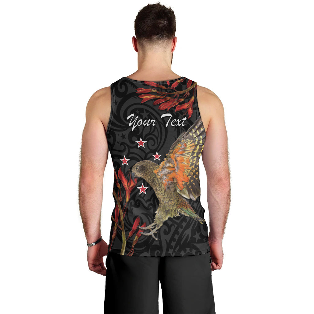 Personalised New Zealand Kea Men Tank Top Nestor Notabilis With Harakeke Maori Pattern - Vibe Hoodie Shop