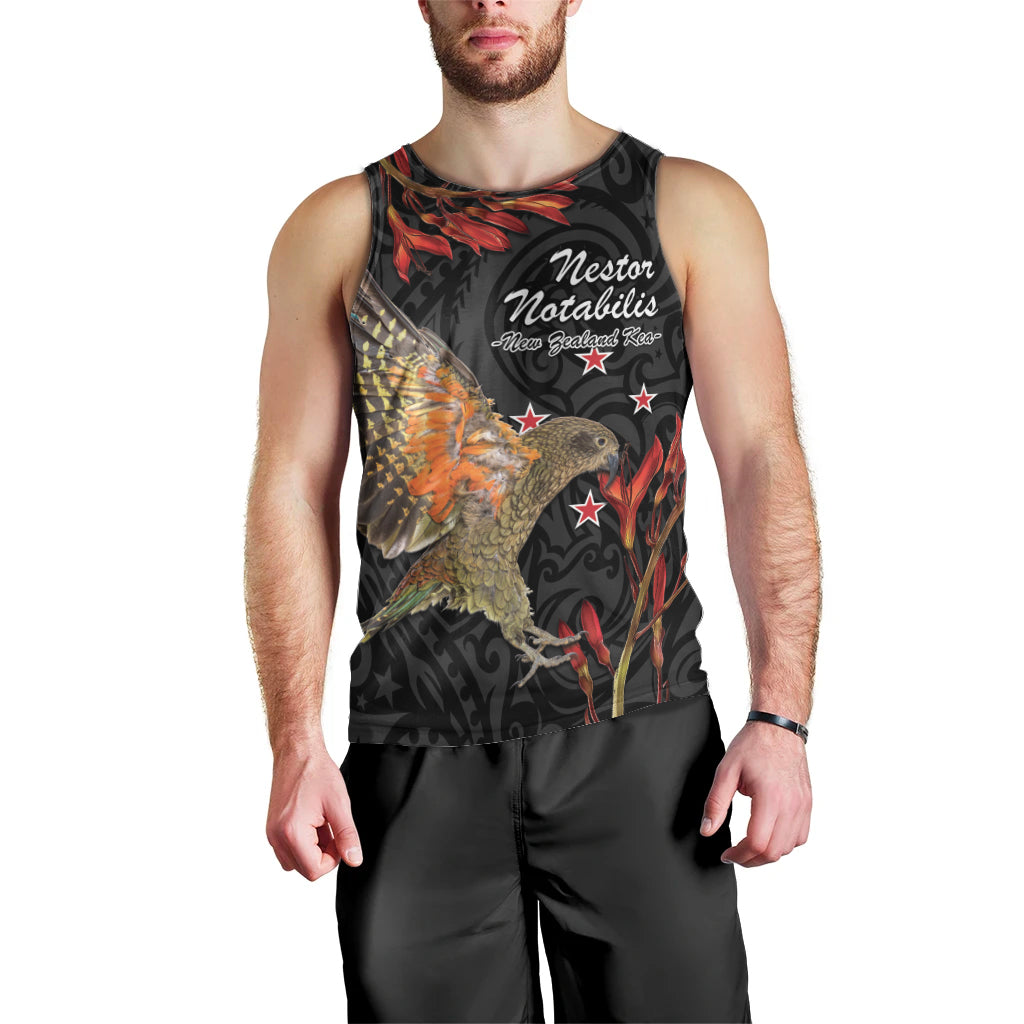 Personalised New Zealand Kea Men Tank Top Nestor Notabilis With Harakeke Maori Pattern - Vibe Hoodie Shop