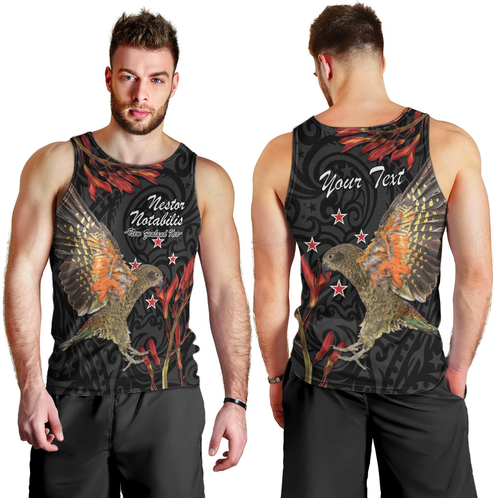 Personalised New Zealand Kea Men Tank Top Nestor Notabilis With Harakeke Maori Pattern - Vibe Hoodie Shop