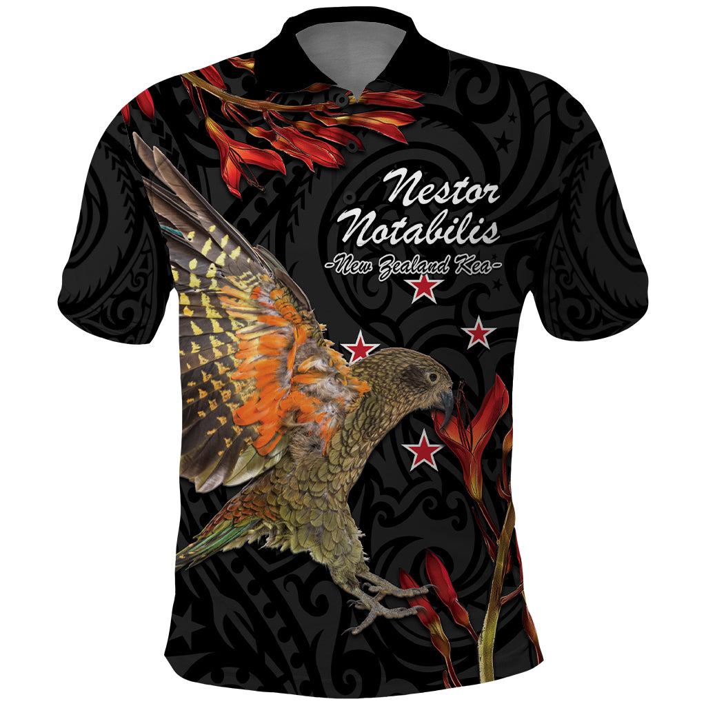 Personalised New Zealand Kea Polo Shirt Nestor Notabilis With Harakeke Maori Pattern - Vibe Hoodie Shop