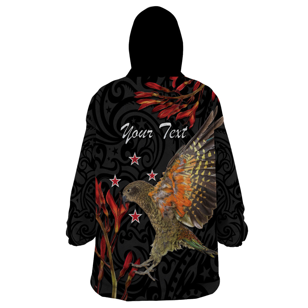 Personalised New Zealand Kea Wearable Blanket Hoodie Nestor Notabilis With Harakeke Maori Pattern - Vibe Hoodie Shop