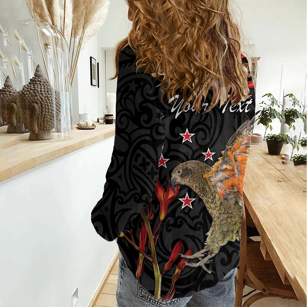 Personalised New Zealand Kea Women Casual Shirt Nestor Notabilis With Harakeke Maori Pattern - Vibe Hoodie Shop
