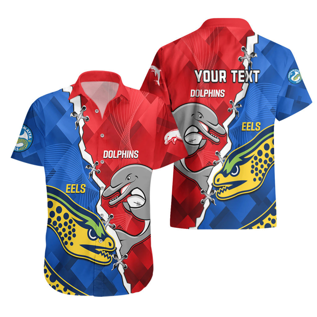Dolphins Mix Eels Rugby Hawaiian Shirt Sporty Style - Vibe Hoodie Shop