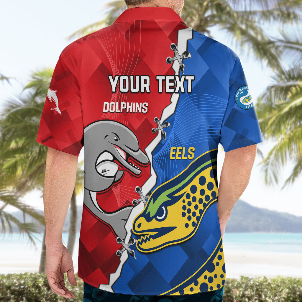 Dolphins Mix Eels Rugby Hawaiian Shirt Sporty Style - Vibe Hoodie Shop