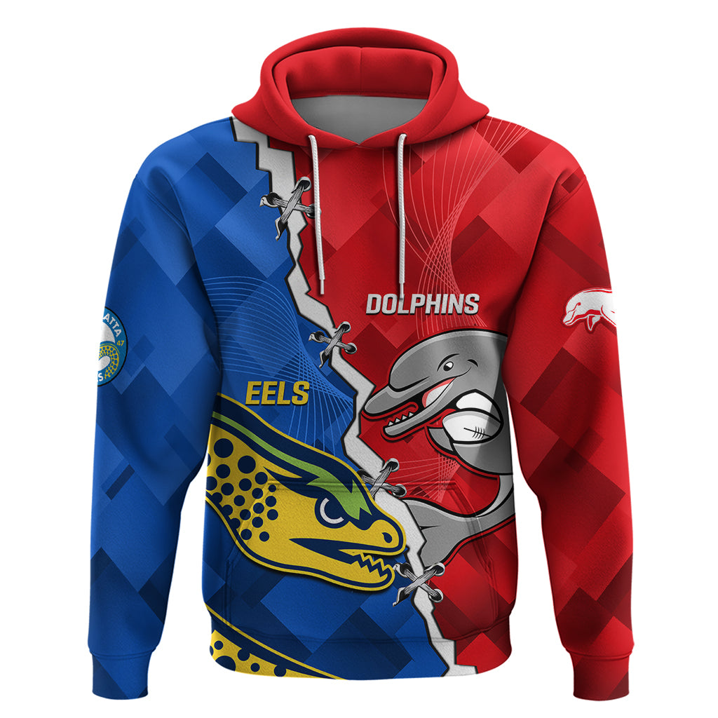 Dolphins Mix Eels Rugby Hoodie Sporty Style - Vibe Hoodie Shop