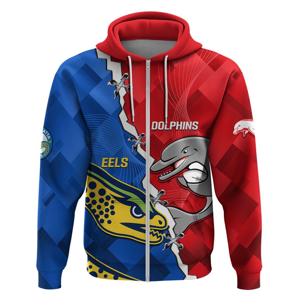 Dolphins Mix Eels Rugby Hoodie Sporty Style - Vibe Hoodie Shop