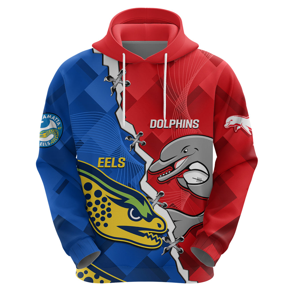 Dolphins Mix Eels Rugby Hoodie Sporty Style - Vibe Hoodie Shop