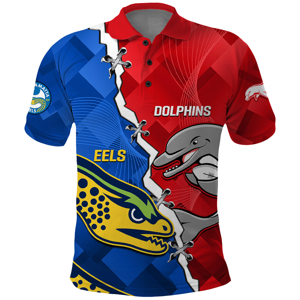 Dolphins Mix Eels Rugby Polo Shirt Sporty Style - Vibe Hoodie Shop