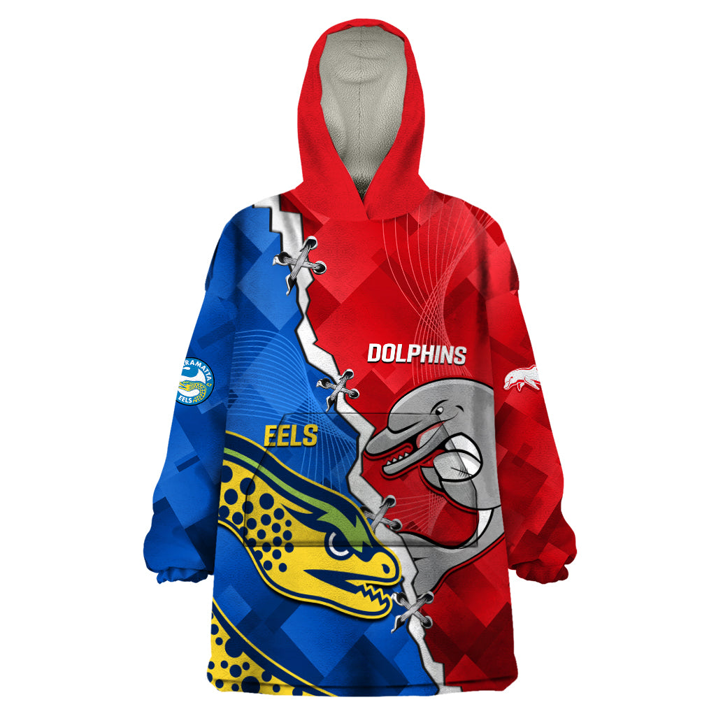 Dolphins Mix Eels Rugby Wearable Blanket Hoodie Sporty Style - Vibe Hoodie Shop