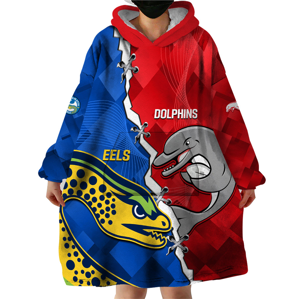 Dolphins Mix Eels Rugby Wearable Blanket Hoodie Sporty Style - Vibe Hoodie Shop