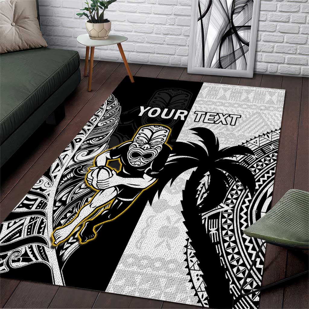 Custom Fiji And New Zealand Rugby Area Rug Aotearoa Silver Fern Mix Fijian Tapa Pattern - Vibe Hoodie Shop