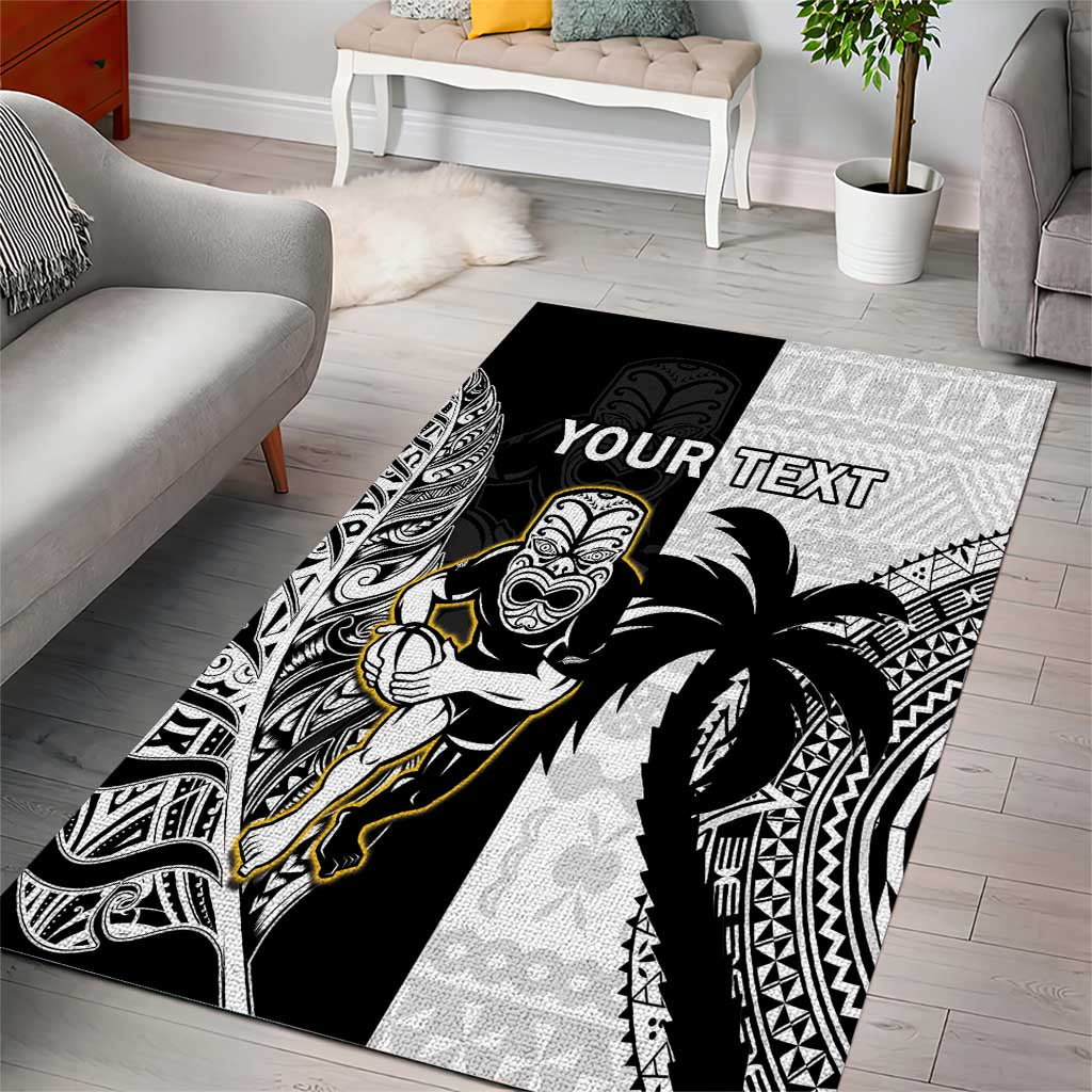 Custom Fiji And New Zealand Rugby Area Rug Aotearoa Silver Fern Mix Fijian Tapa Pattern - Vibe Hoodie Shop