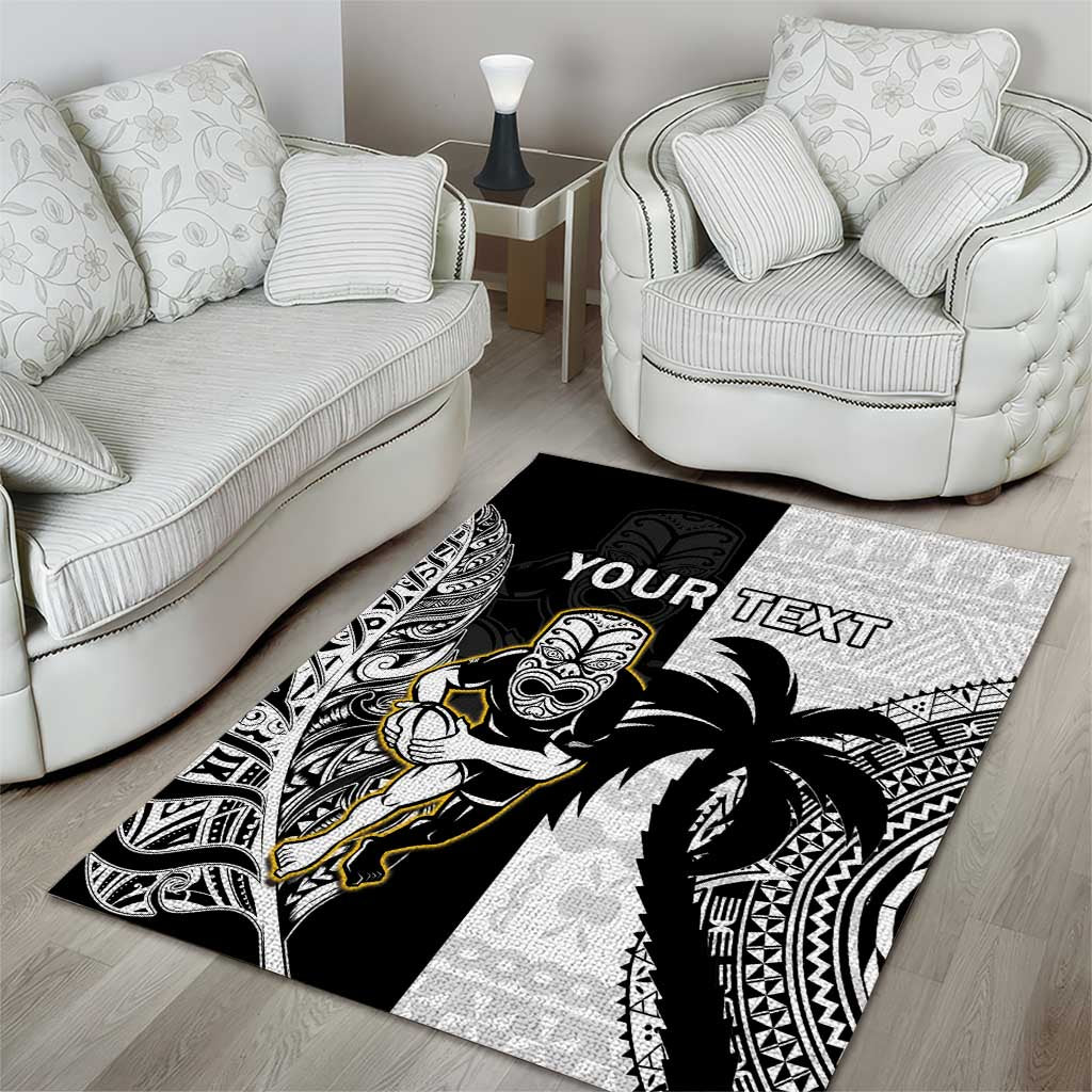 Custom Fiji And New Zealand Rugby Area Rug Aotearoa Silver Fern Mix Fijian Tapa Pattern - Vibe Hoodie Shop