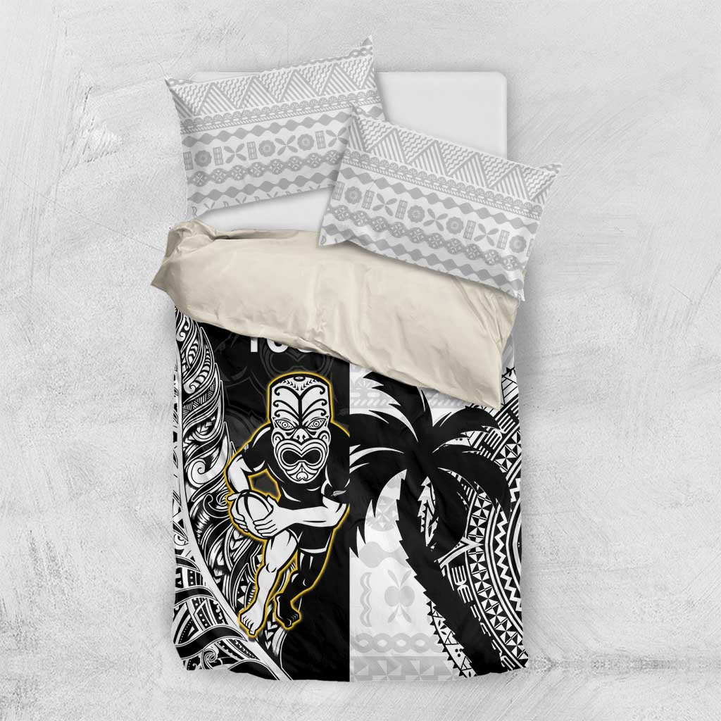 Custom Fiji And New Zealand Rugby Bedding Set Aotearoa Silver Fern Mix Fijian Tapa Pattern - Vibe Hoodie Shop