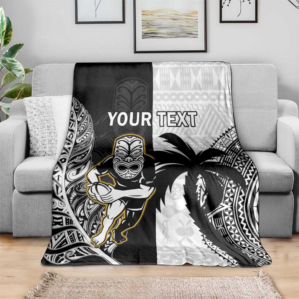 Custom Fiji And New Zealand Rugby Blanket Aotearoa Silver Fern Mix Fijian Tapa Pattern - Vibe Hoodie Shop