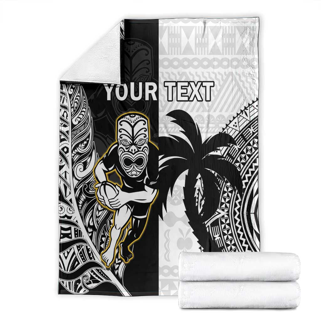 Custom Fiji And New Zealand Rugby Blanket Aotearoa Silver Fern Mix Fijian Tapa Pattern - Vibe Hoodie Shop