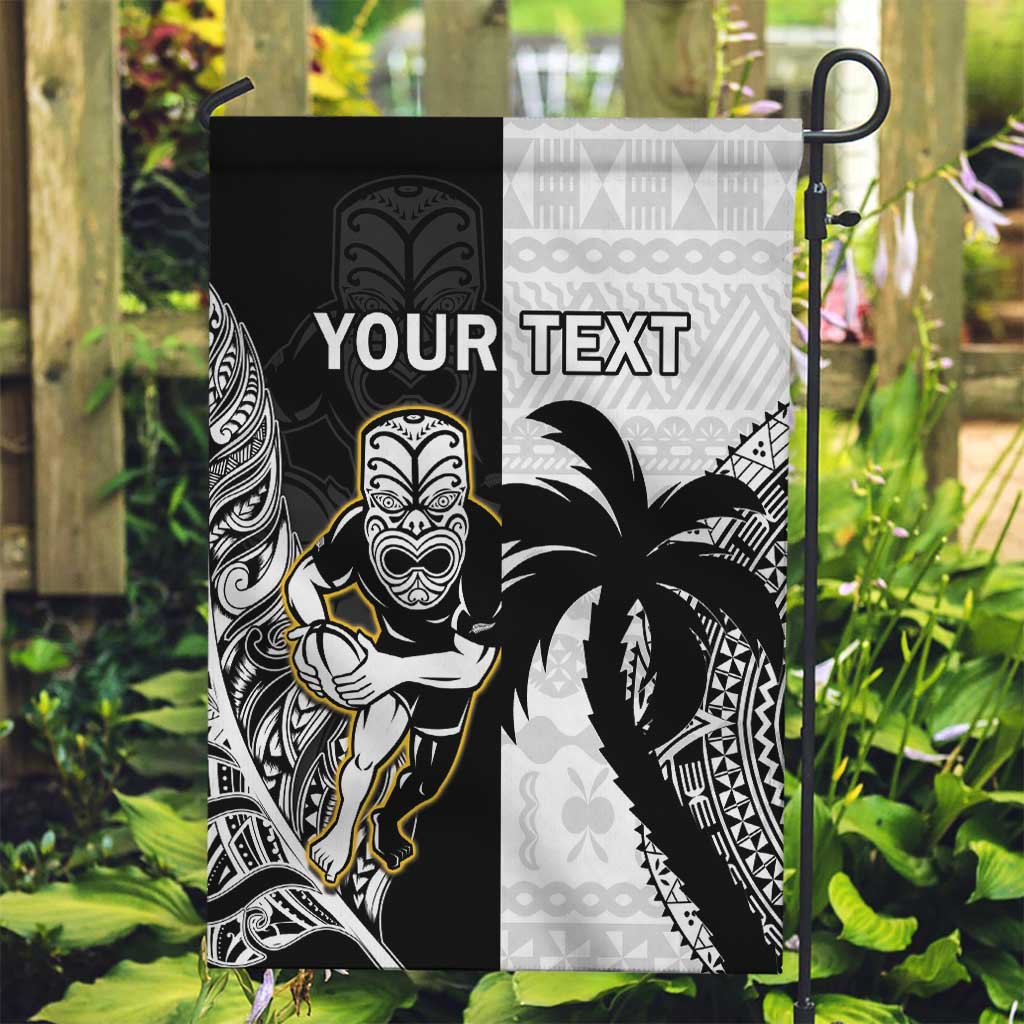 Custom Fiji And New Zealand Rugby Garden Flag Aotearoa Silver Fern Mix Fijian Tapa Pattern - Vibe Hoodie Shop