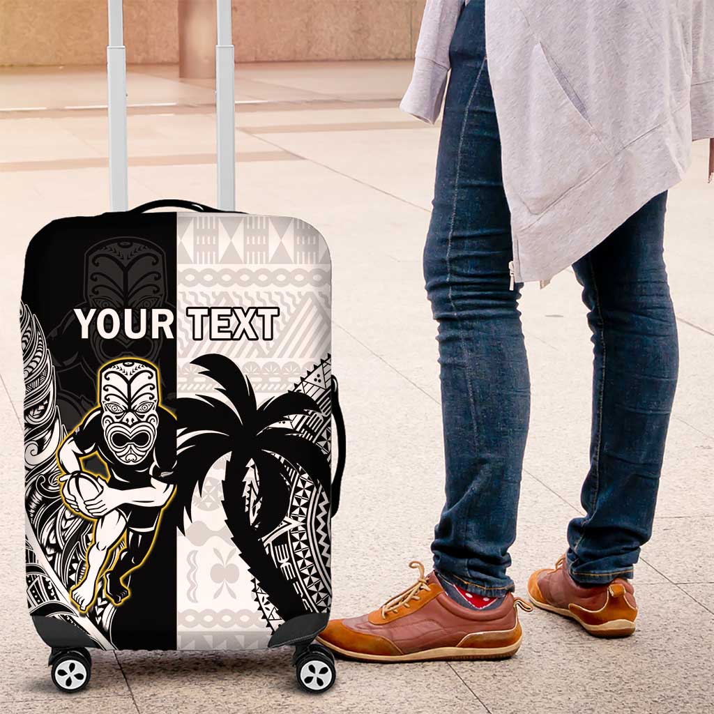Custom Fiji And New Zealand Rugby Luggage Cover Aotearoa Silver Fern Mix Fijian Tapa Pattern - Vibe Hoodie Shop