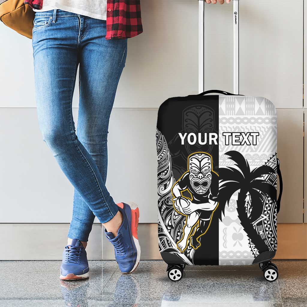 Custom Fiji And New Zealand Rugby Luggage Cover Aotearoa Silver Fern Mix Fijian Tapa Pattern - Vibe Hoodie Shop
