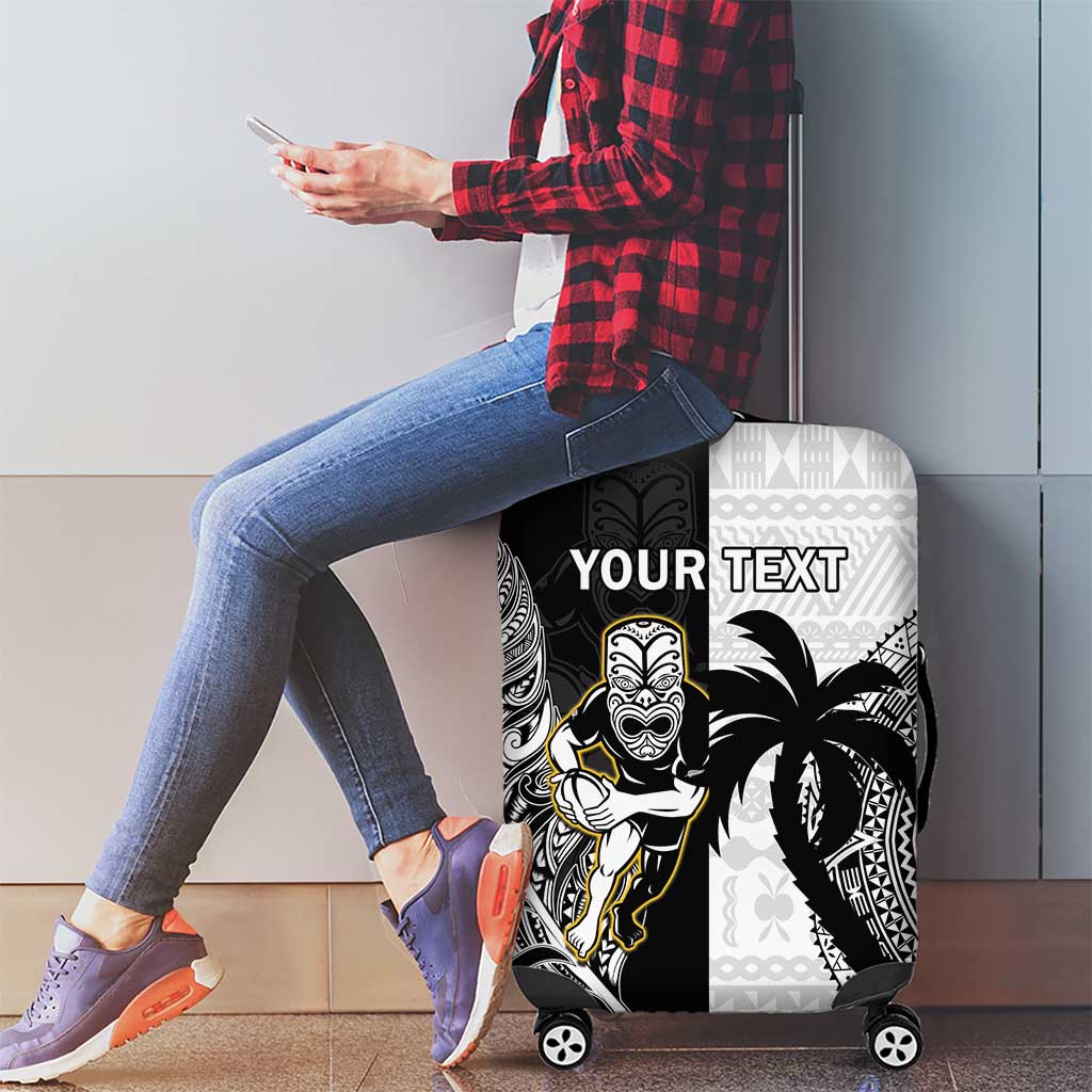 Custom Fiji And New Zealand Rugby Luggage Cover Aotearoa Silver Fern Mix Fijian Tapa Pattern - Vibe Hoodie Shop