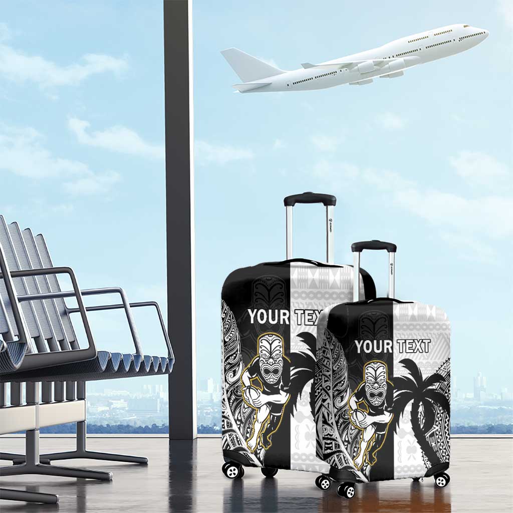 Custom Fiji And New Zealand Rugby Luggage Cover Aotearoa Silver Fern Mix Fijian Tapa Pattern - Vibe Hoodie Shop