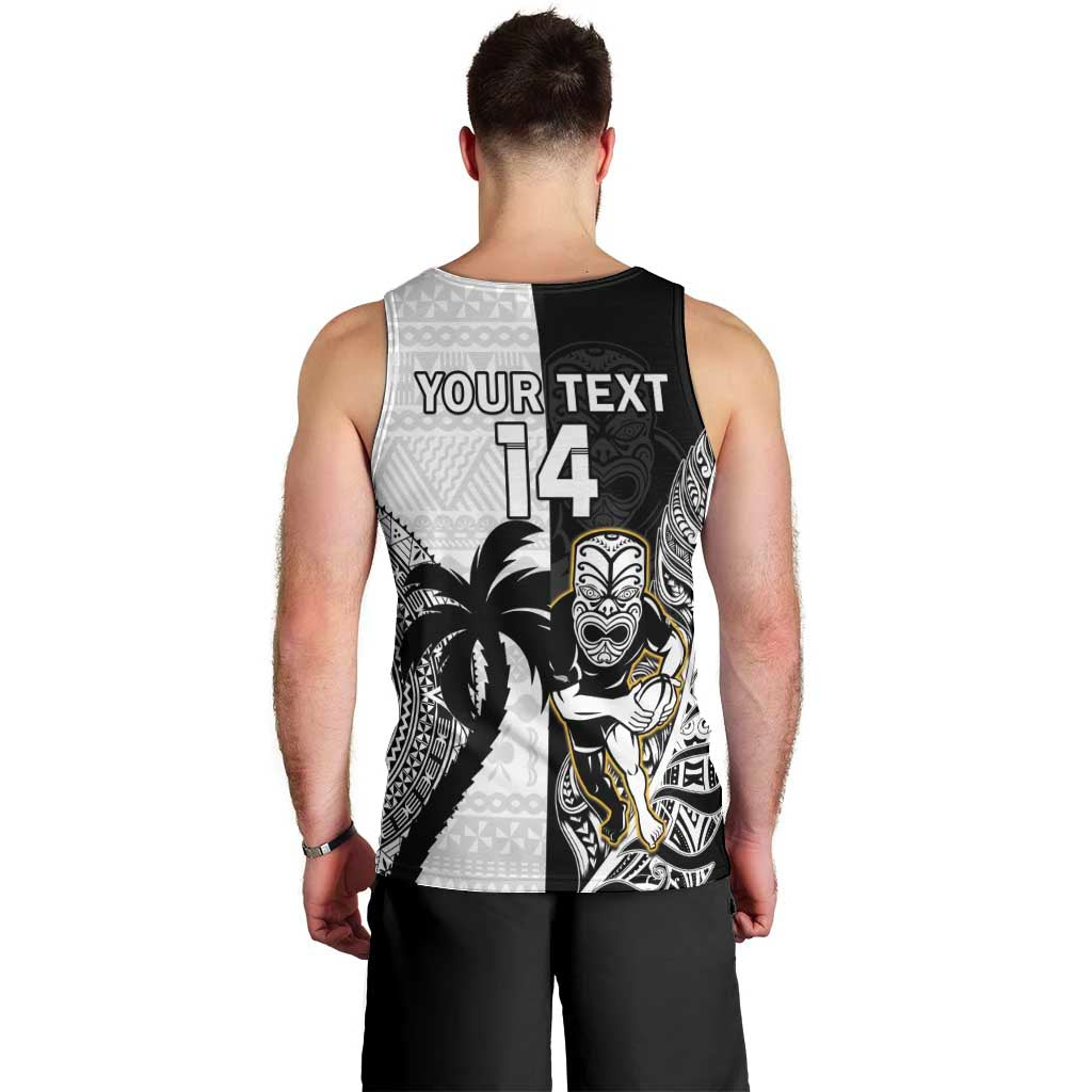 Custom Fiji And New Zealand Rugby Men Tank Top Aotearoa Silver Fern Mix Fijian Tapa Pattern - Vibe Hoodie Shop