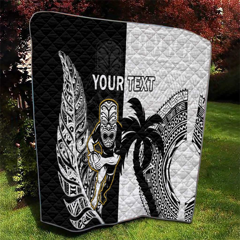 Custom Fiji And New Zealand Rugby Quilt Aotearoa Silver Fern Mix Fijian Tapa Pattern - Vibe Hoodie Shop