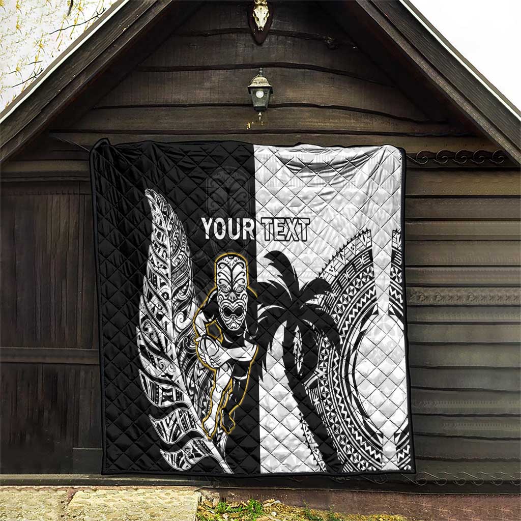 Custom Fiji And New Zealand Rugby Quilt Aotearoa Silver Fern Mix Fijian Tapa Pattern - Vibe Hoodie Shop