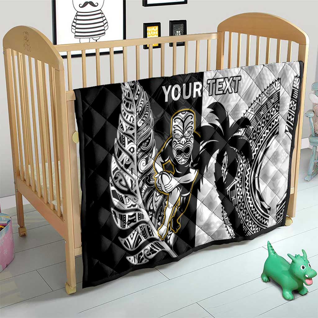 Custom Fiji And New Zealand Rugby Quilt Aotearoa Silver Fern Mix Fijian Tapa Pattern - Vibe Hoodie Shop