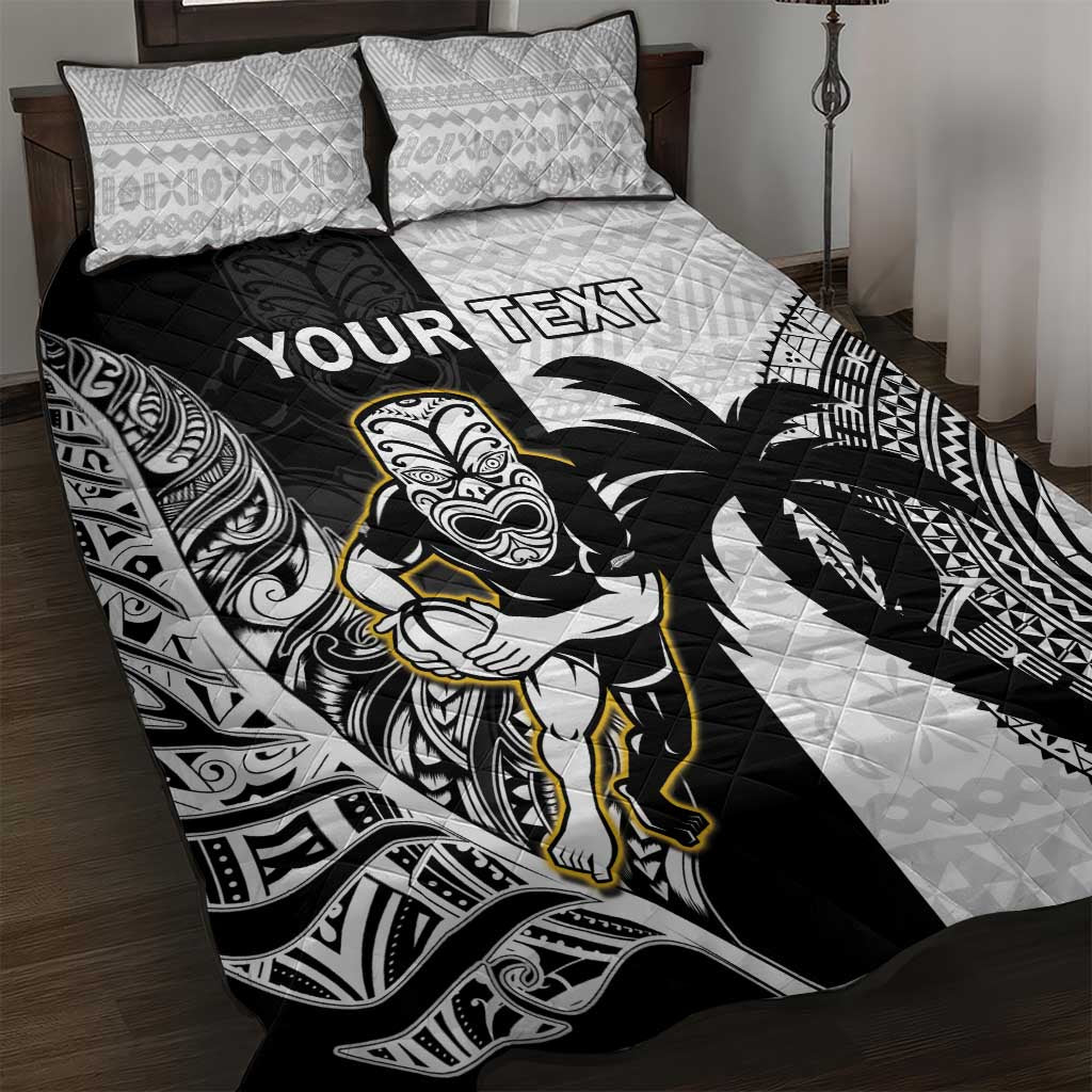 Custom Fiji And New Zealand Rugby Quilt Bed Set Aotearoa Silver Fern Mix Fijian Tapa Pattern - Vibe Hoodie Shop