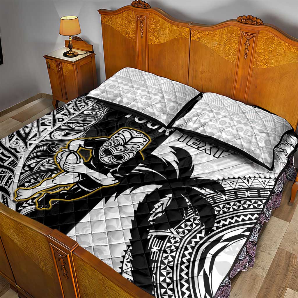 Custom Fiji And New Zealand Rugby Quilt Bed Set Aotearoa Silver Fern Mix Fijian Tapa Pattern - Vibe Hoodie Shop