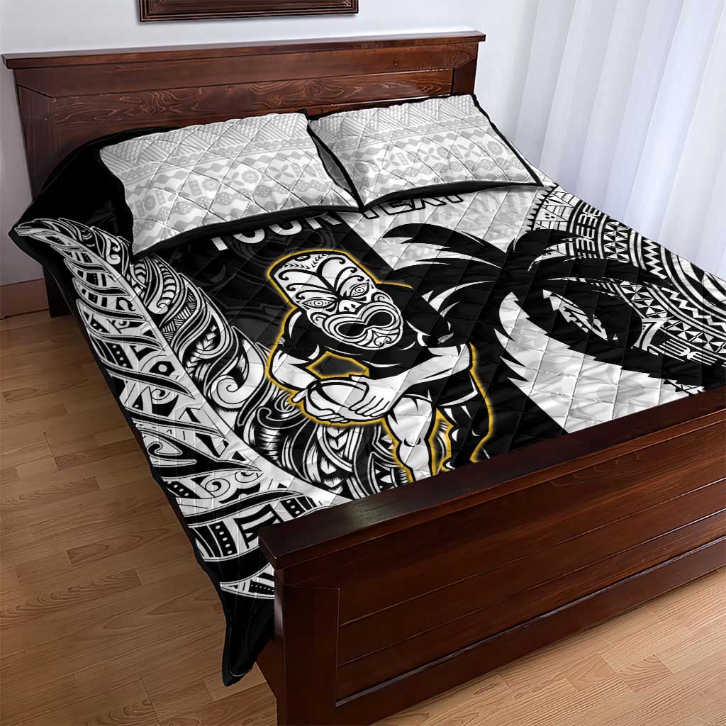 Custom Fiji And New Zealand Rugby Quilt Bed Set Aotearoa Silver Fern Mix Fijian Tapa Pattern - Vibe Hoodie Shop