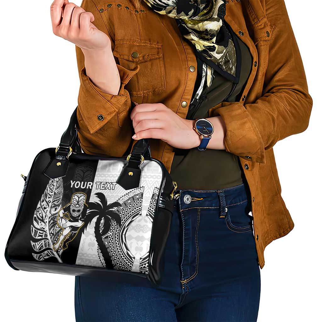 Custom Fiji And New Zealand Rugby Shoulder Handbag Aotearoa Silver Fern Mix Fijian Tapa Pattern - Vibe Hoodie Shop