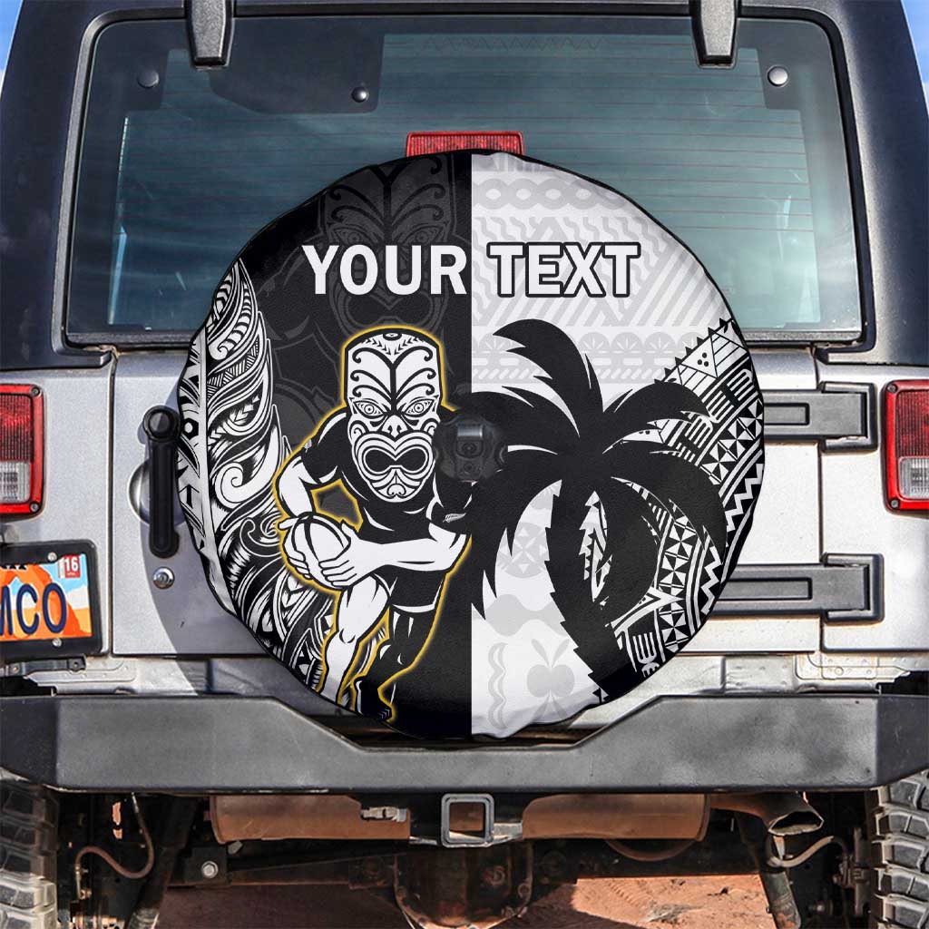 Custom Fiji And New Zealand Rugby Spare Tire Cover Aotearoa Silver Fern Mix Fijian Tapa Pattern - Vibe Hoodie Shop
