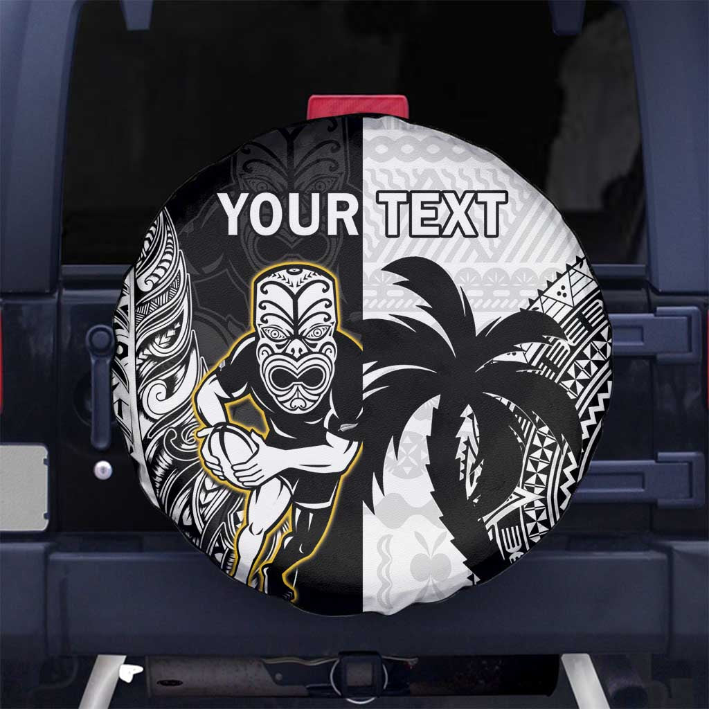 Custom Fiji And New Zealand Rugby Spare Tire Cover Aotearoa Silver Fern Mix Fijian Tapa Pattern - Vibe Hoodie Shop