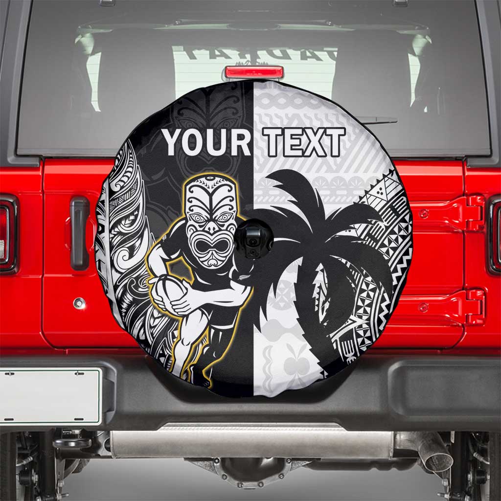 Custom Fiji And New Zealand Rugby Spare Tire Cover Aotearoa Silver Fern Mix Fijian Tapa Pattern - Vibe Hoodie Shop