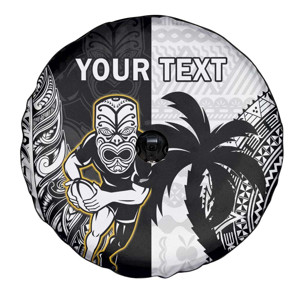 Custom Fiji And New Zealand Rugby Spare Tire Cover Aotearoa Silver Fern Mix Fijian Tapa Pattern - Vibe Hoodie Shop