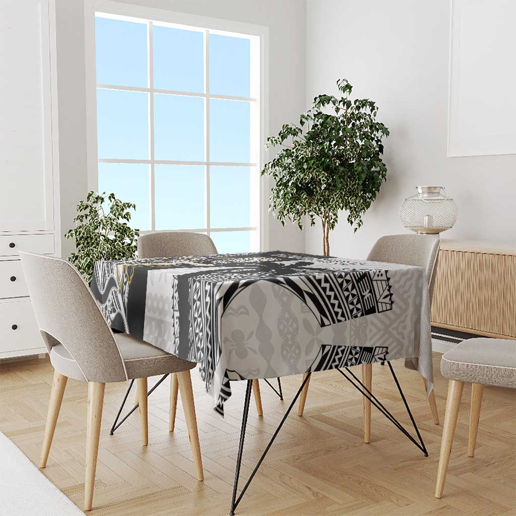 Custom Fiji And New Zealand Rugby Tablecloth Aotearoa Silver Fern Mix Fijian Tapa Pattern