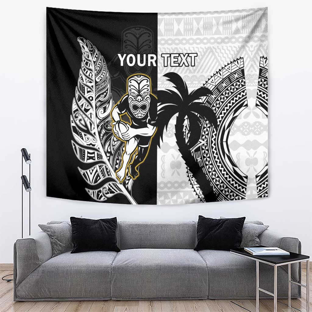 Custom Fiji And New Zealand Rugby Tapestry Aotearoa Silver Fern Mix Fijian Tapa Pattern - Vibe Hoodie Shop