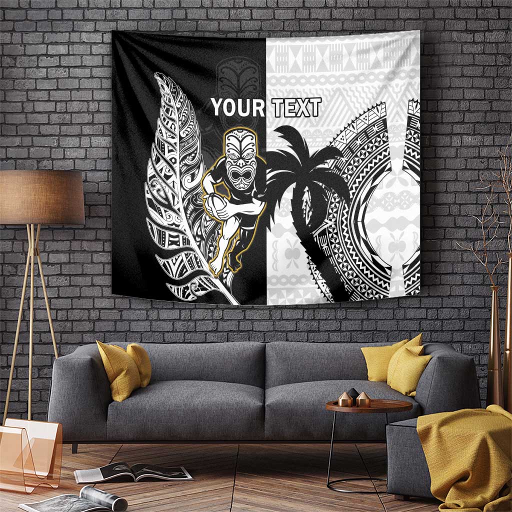 Custom Fiji And New Zealand Rugby Tapestry Aotearoa Silver Fern Mix Fijian Tapa Pattern - Vibe Hoodie Shop