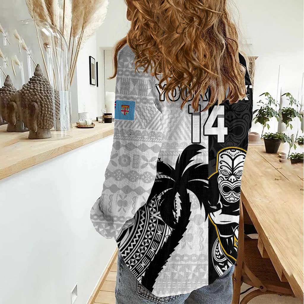 Custom Fiji And New Zealand Rugby Women Casual Shirt Aotearoa Silver Fern Mix Fijian Tapa Pattern - Vibe Hoodie Shop