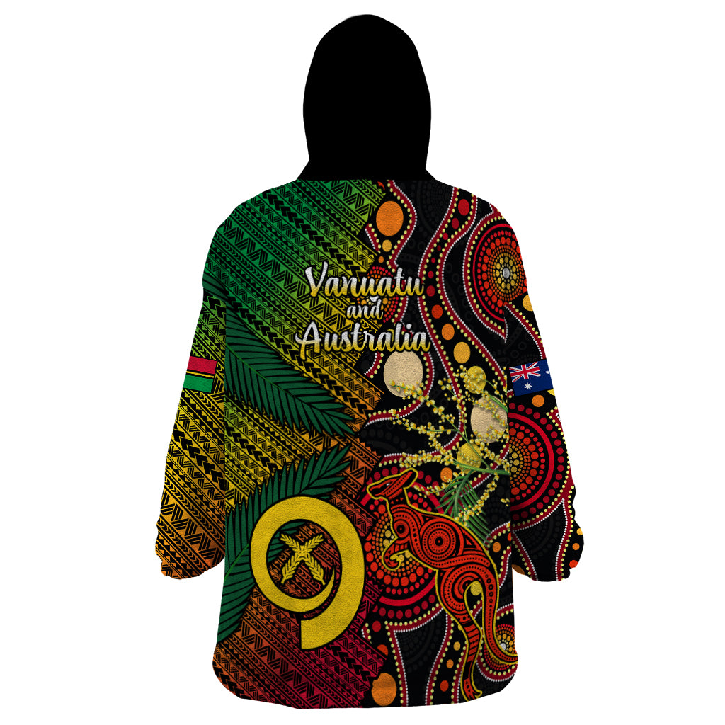 Vanuatu and Australia Wearable Blanket Hoodie Vanuatuan Polynesian Mix Aussie Aboriginal Art - Vibe Hoodie Shop