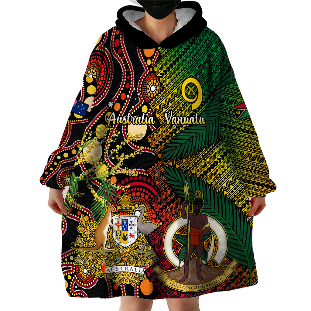 Vanuatu and Australia Wearable Blanket Hoodie Vanuatuan Polynesian Mix Aussie Aboriginal Art - Vibe Hoodie Shop