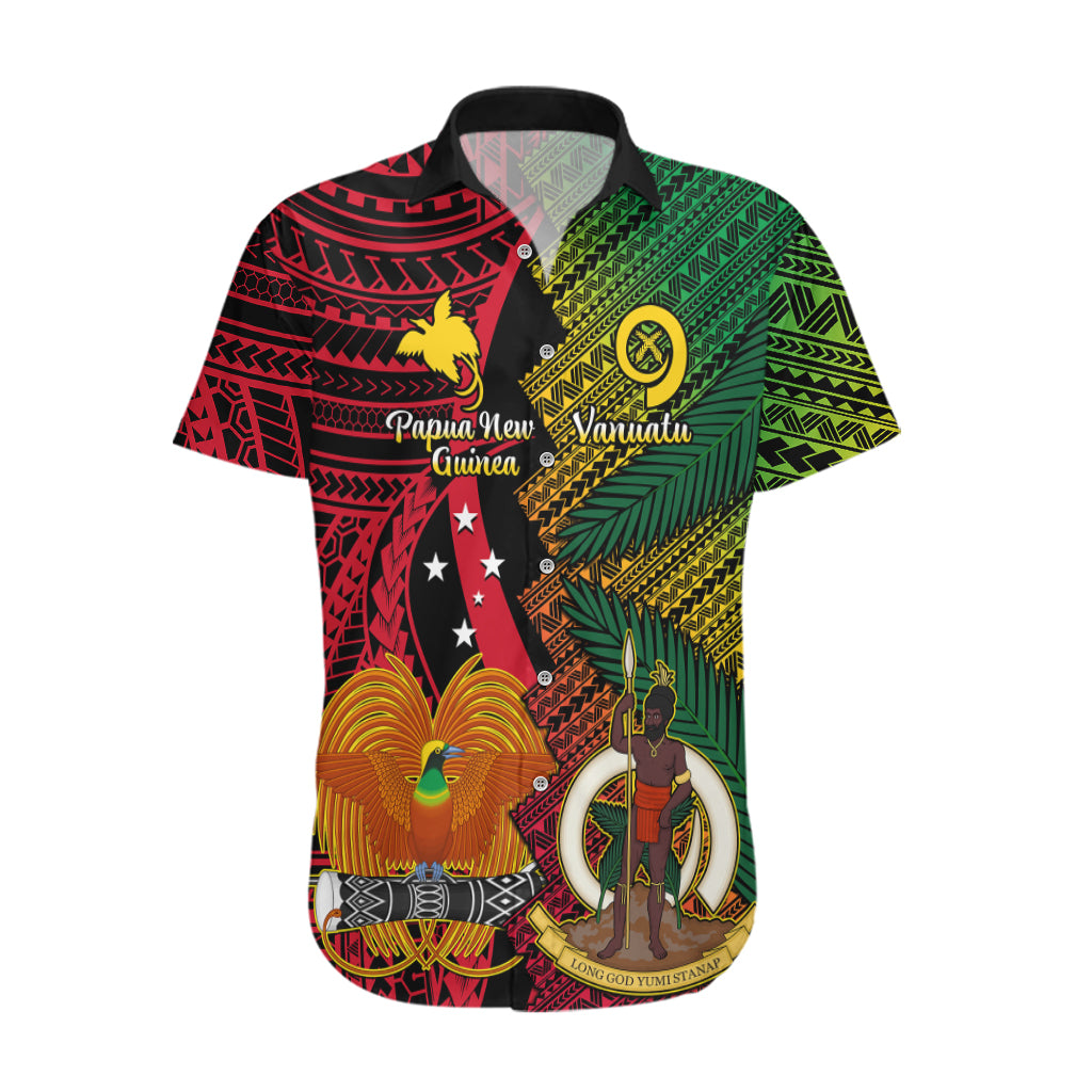 Vanuatu and Papua New Guinea Hawaiian Shirt Vanuatuan With PNG Polynesian Pattern - Vibe Hoodie Shop