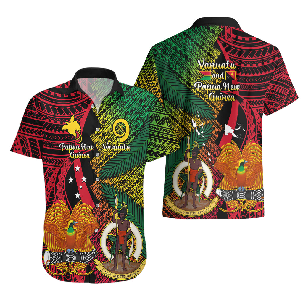 Vanuatu and Papua New Guinea Hawaiian Shirt Vanuatuan With PNG Polynesian Pattern - Vibe Hoodie Shop