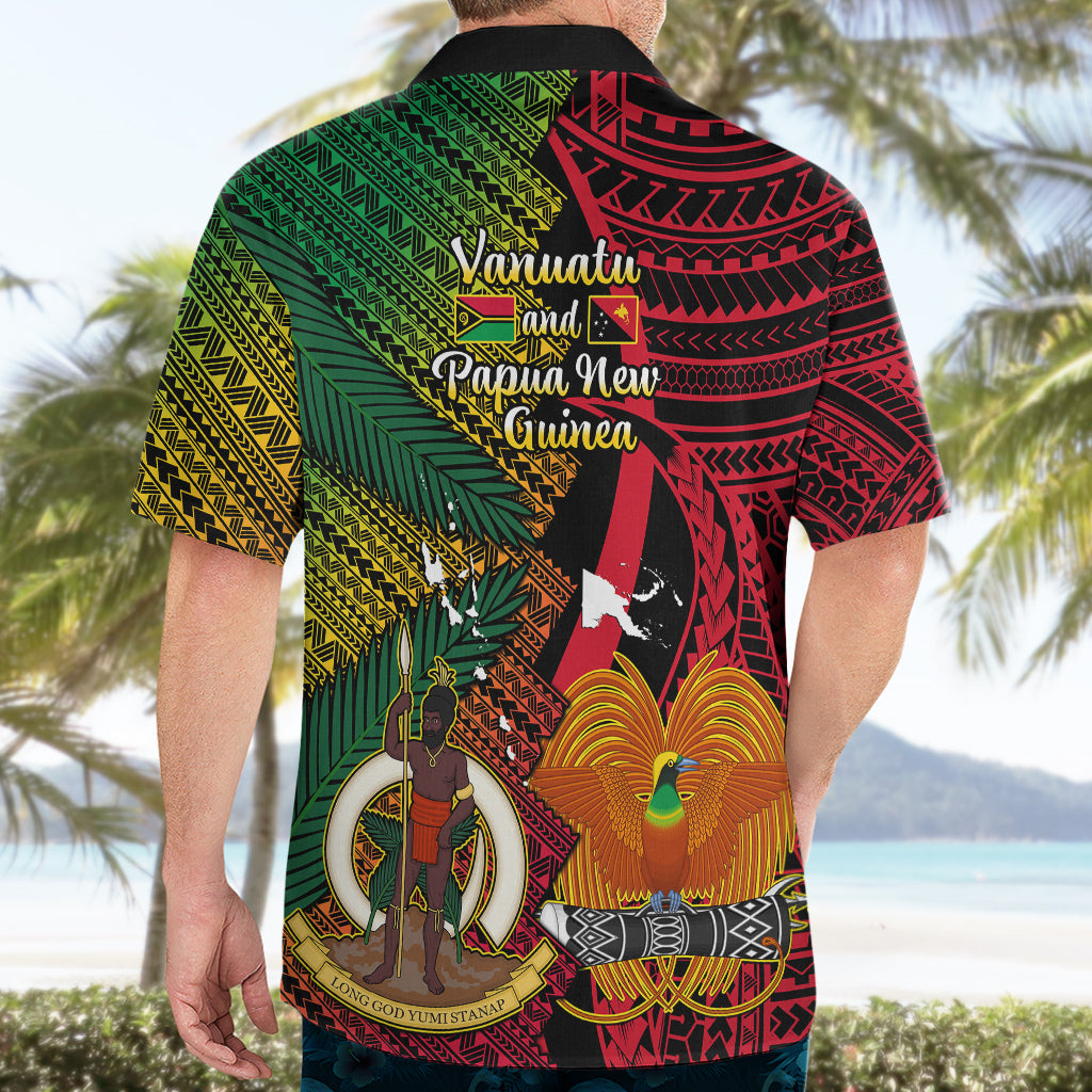 Vanuatu and Papua New Guinea Hawaiian Shirt Vanuatuan With PNG Polynesian Pattern - Vibe Hoodie Shop