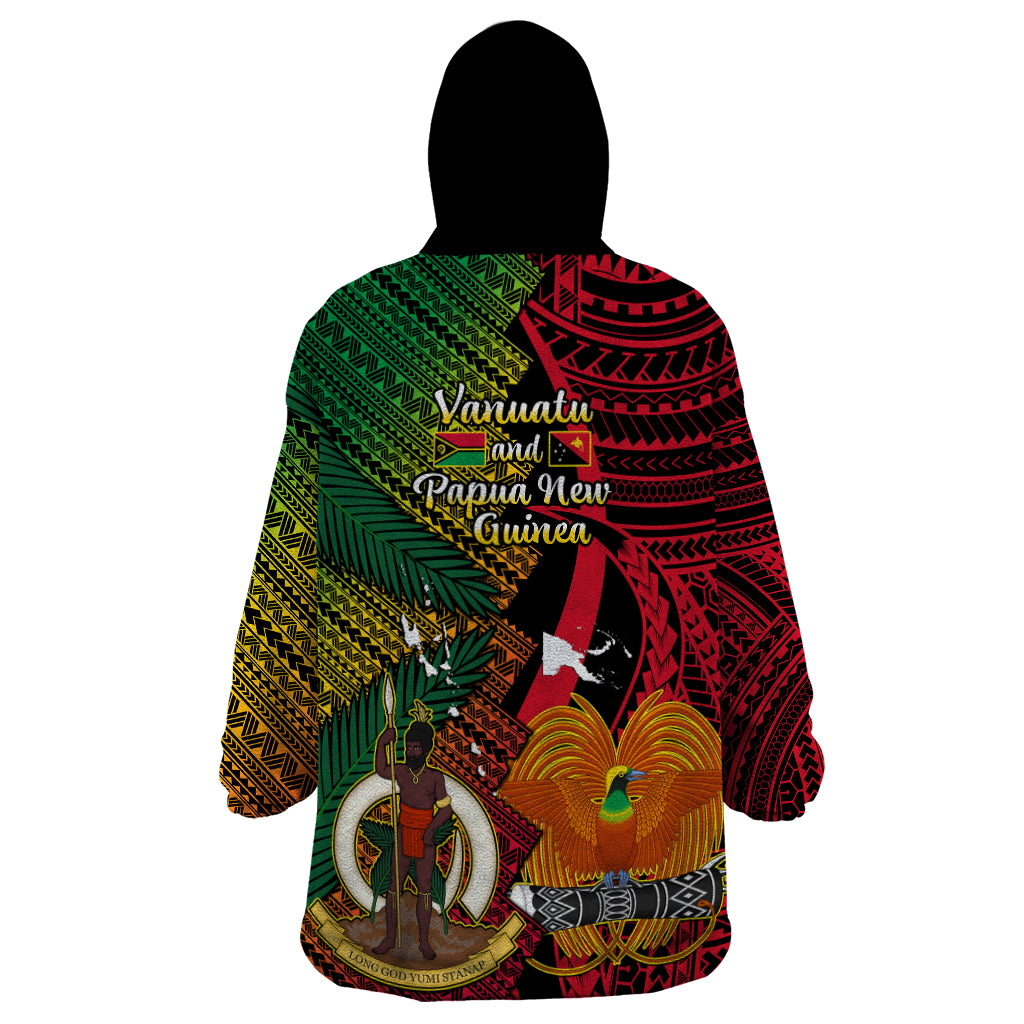 Vanuatu and Papua New Guinea Wearable Blanket Hoodie Vanuatuan With PNG Polynesian Pattern - Vibe Hoodie Shop